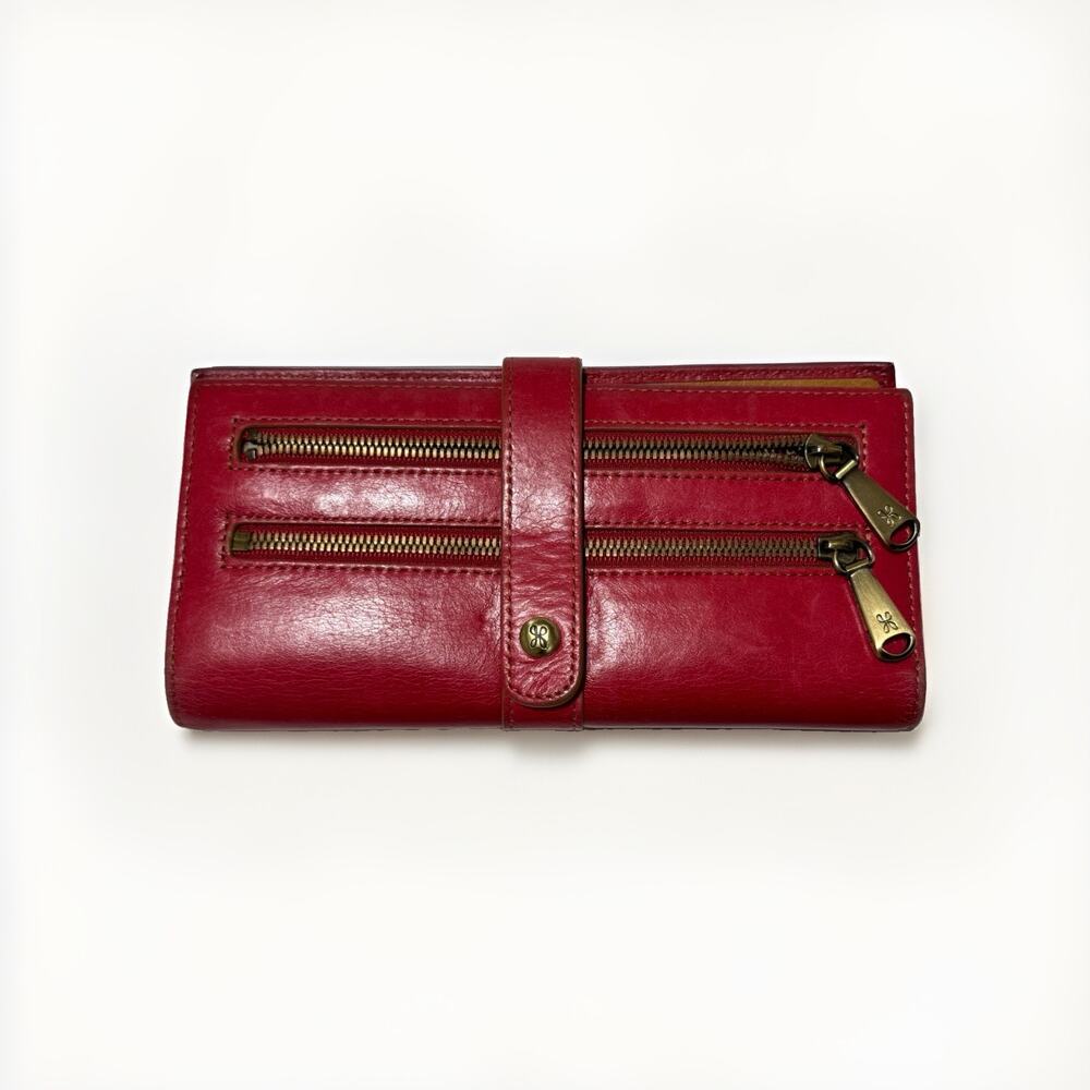 HOBO‎ Red Leather Wallet Clutch Organizer Checkbook Zip Around Bifold